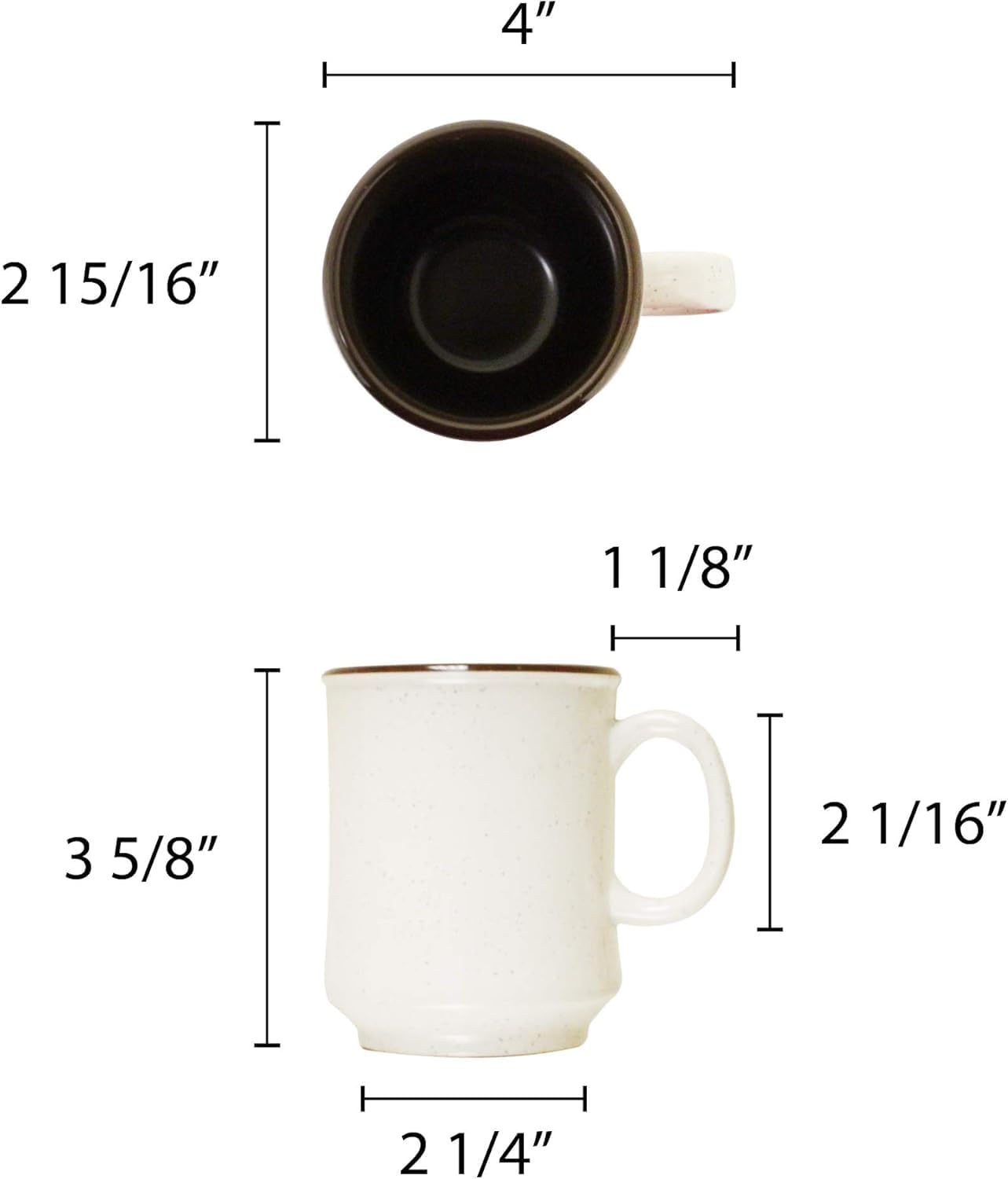 9 oz Arcadia Two-Tone Mug Round Base Melamine Set of 12- Dishwasher Safe Break-Resistant Coffee Cup Set Reusable Plastic Cup for Latte Cappuccino Cocoa Hot Tea Home Cafe Restaurants