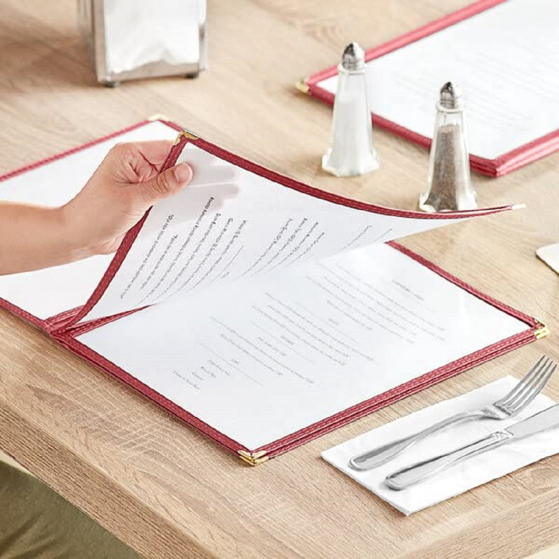 8-1/2” x 11” Four Page Book Fold Restaurant Menu Covers 4 Page 8 View Set of 10 - Crystal Clear Menu Covers Sleeve Menu Folder Menu Book Holders for Bar Cafe Restaurant