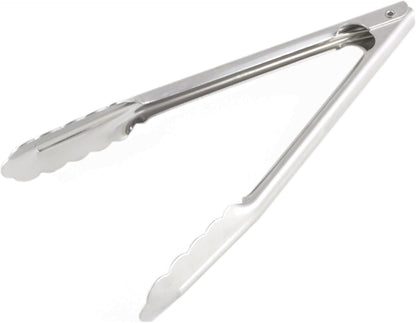 Stainless Steel Coiled Spring Utility Tong Extra Heavy Duty Set of 3- Kitchen Tongs Metal Food Tongs Premium Stainless Steel Tongs for Cooking Food Salad Grilling Barbecue BBQ Buffet