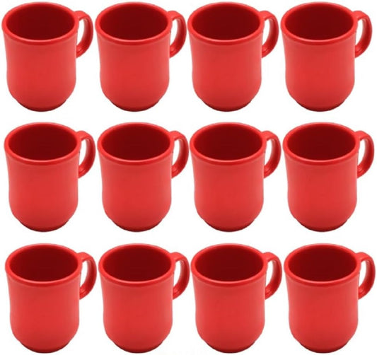 8 oz Bulbous Mug Melamine Pure Set of 12 - Dishwasher Safe Break-Resistant Coffee Cup Set Reusable Plastic Cup for Latte Cappuccino Cocoa Hot Tea Mocha Home Cafe Restaurants