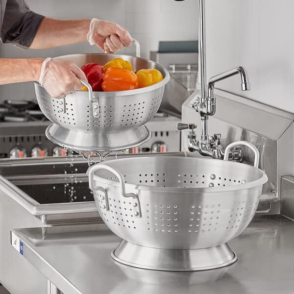 Heavy Duty Colander Commercial Pasta Strainer Aluminum- Pasta Spaghetti Berry Fruit Vegetable Kitchen Food Strainer Basket