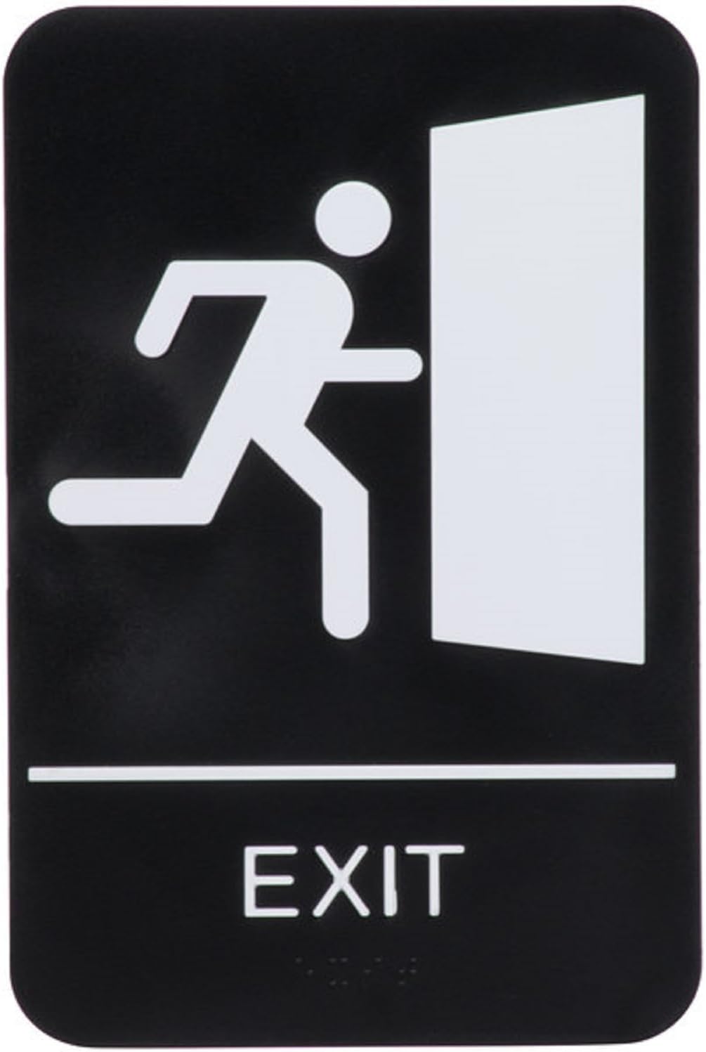 6" x 9" Exit Sign with Braille Easy Peel Self-Adhesive White on Black Color Set of 2- Waterproof Self Adhesive Store Signs Indoor/Outdoor Warning Marker Home Business Use