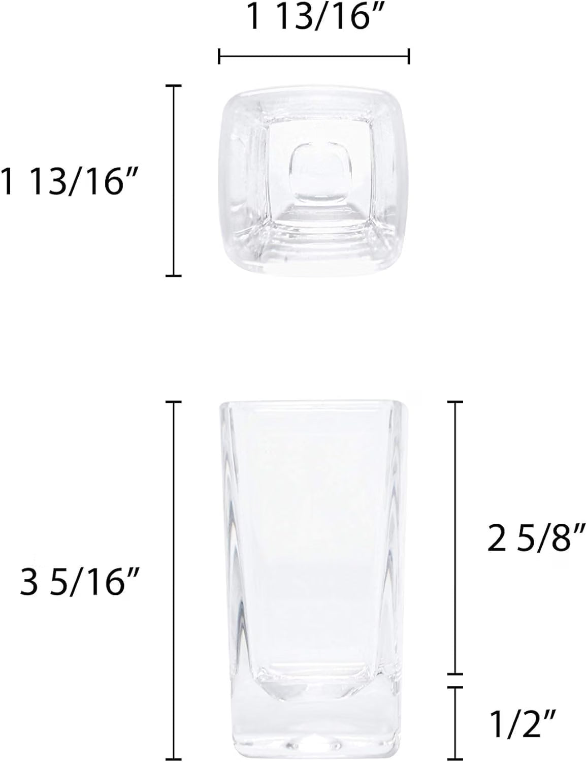 Square Shot Glass Polycarbonate with Heavy Base Clear Color Set of 2- Liquor Plastic Drinking Glass Clear Shot Glass Tequila Shots for Whiskey Tequila Vodka Espresso