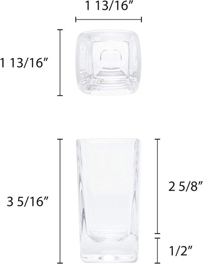 Square Shot Glass Polycarbonate with Heavy Base Clear Color Set of 2- Liquor Plastic Drinking Glass Clear Shot Glass Tequila Shots for Whiskey Tequila Vodka Espresso