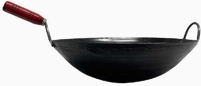 Iron Wok Pan with Wooden Handle – Woks and Stir Fry Pans for Chinese Japanese and Cantonese Cuisine Stir Fry Pans Traditional Woks Grilling Frying Steaming Made in Taiwan