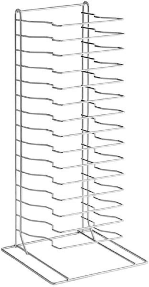 15 Tier Pizza Pan Rack Chrome Plated - Pizza Pan Rack Holder Safe Sturdy 15- Slot Pizza Pan Rack for Pizza Pan Pizza Trays Pizza Screens for Home Kitchen Restaurant Catering
