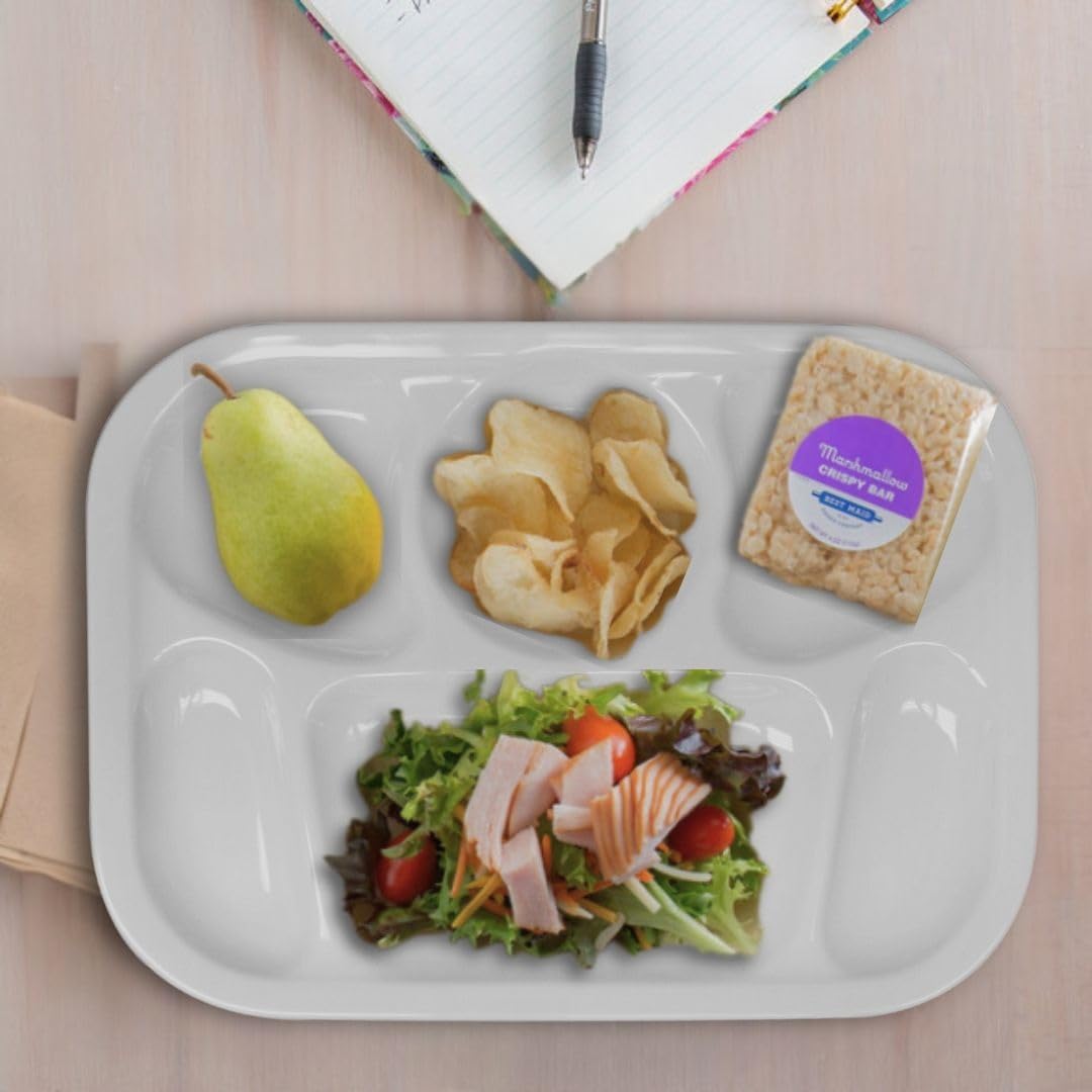 13" x 9-1/2" Compartment Tray Melamine Set of 12 - Dishwasher Safe Break-Resistant Serving Platter Dinner Plates Portion Plates for Dinner Home Restaurants