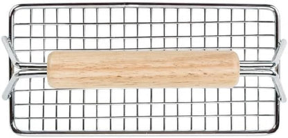 8" x 4" Heavy Duty Bacon Press Chrome Plated Steel with Wooden Handle - Heavy Duty Press Grill Press Meat Burger Bacon Steak Sausage for Perfectly Seared Bacon Steak & Sandwiches