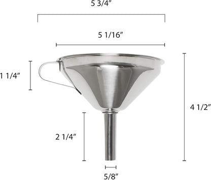 Stainless Steel Funnel with Removable Strainer - Metal Kitchen Funnel for Filling Water Bottle Liquid Oils Transfer Dry Ingredients & Powder Kitchen Gadgets Accessories