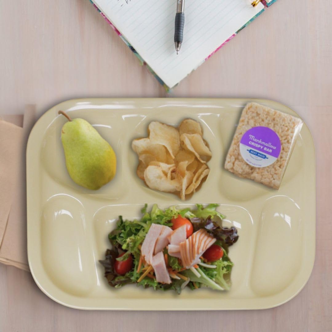 13" x 9-1/2" Compartment Tray Melamine Set of 12 - Dishwasher Safe Break-Resistant Serving Platter Dinner Plates Portion Plates for Dinner Home Restaurants
