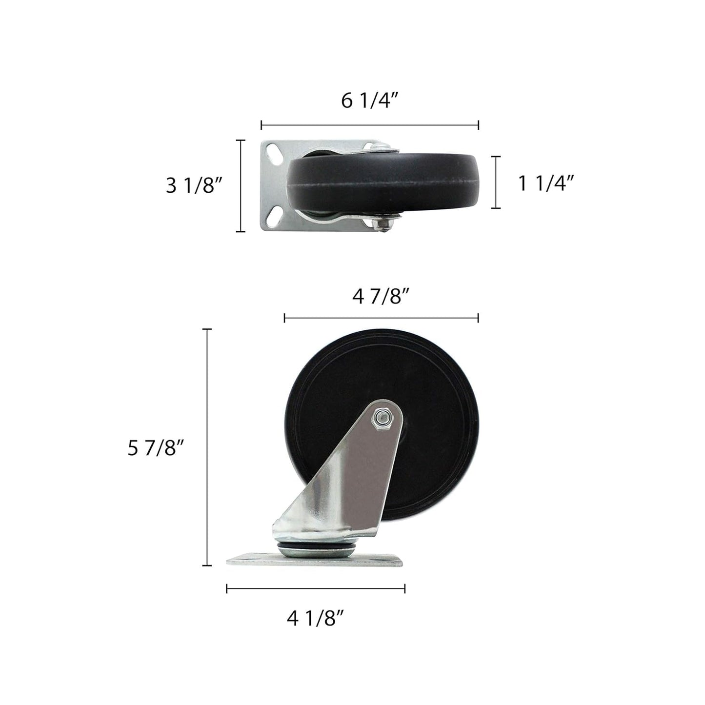 5” Rubber Swivel Caster Replacement for Sheet Pan Truck - Swivel Caster Wheel Sheet Pan Truck Rubber Base Heavy Duty Home Commercial Kitchen Bakery