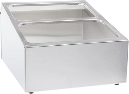13-3/4" x 16-5/8" x 9" Stainless Steel Condiment Pack Holder with Three Divided Areas Fits 1/6 & 1/3 Steam Pans - Condiment Holder Organizer Hotel Pan Organizer Kitchen Restaurants