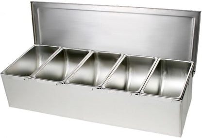 Stainless Steel Condiment Bar (Open Bottom) - Condiment Dispenser Serving Container Garnish Tray Bar Caddy Condiment Server Caddy Garnish Holder for Home Work Restaurant