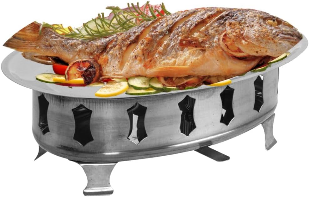 Stainless Steel Oval Fish Chafer Platter Set with Level Control Handle - Chafing Dish Pan Food Warmer Chafers Buffet Warmer for Catering Event Party Home Buffet Restaurants Catering