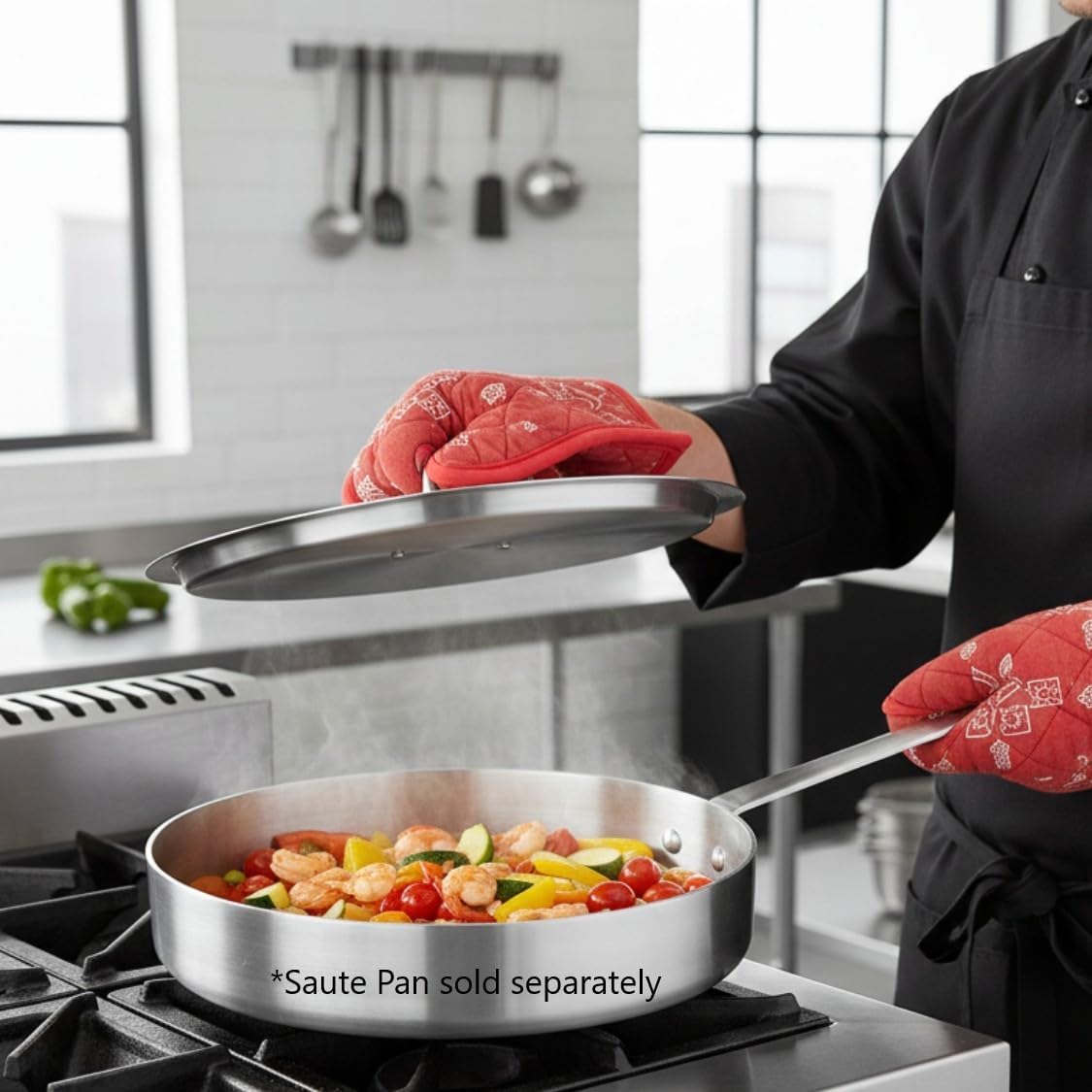 Aluminum 3.5mm Thickness Sauté Pan and Aluminum Cover - Cooking Pan Chef Cooking Pan Frying Pan Skillet for Home and Restaurant Cookware NSF Certified Dishwasher Safe