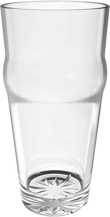 English Pub Glass Polycarbonate with Starburst Heavy Base Clear Color Comes in each- Pint Glass British Beer Glass Classics Craft Beer Glass Tumbler Pub Beer Glass