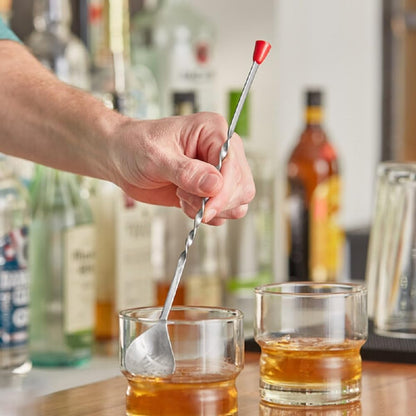 11" Stainless Steel Cocktail Bar Mixing Spoons Set of 2- Long Stirring Spoons Mixing Spoons Bar Spoon Spiral Pattern Cocktail Mixing Stirrers for Drink Bar Cocktail Shaker Spoon