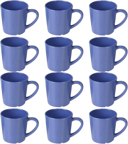 7 oz Mug/Cup Melamine Set of 12- Dishwasher Safe Break-Resistant Coffee Cup Set Reusable Plastic Cup for Latte Cappuccino Cocoa Hot Tea Mocha Home Cafe Restaurants