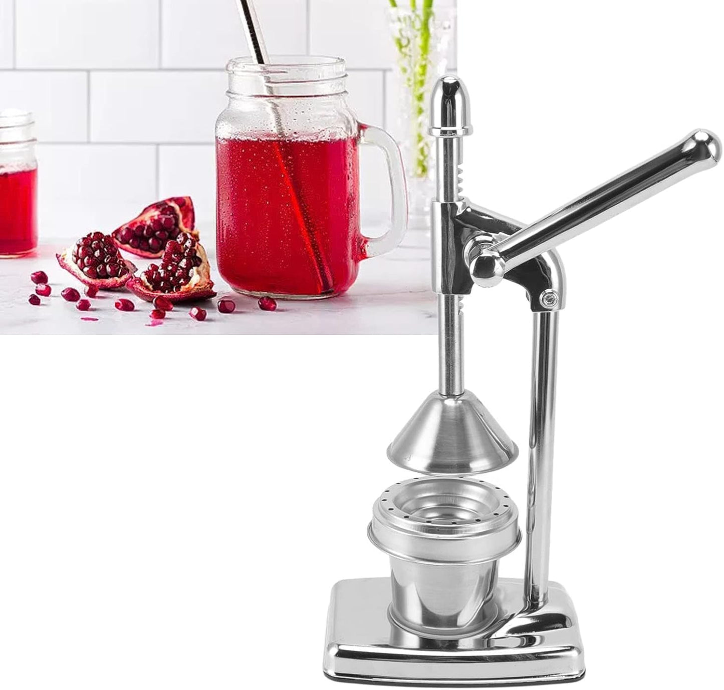 13 3/4" Stainless Steel Manual Fruit Squeezer Juicer Cup Style Citrus Juicer- Easy-to-Clean Heavy-Duty Professional Citrus Juicer Lemon Squeezer Manual Citrus Press & Squeezer Juicer