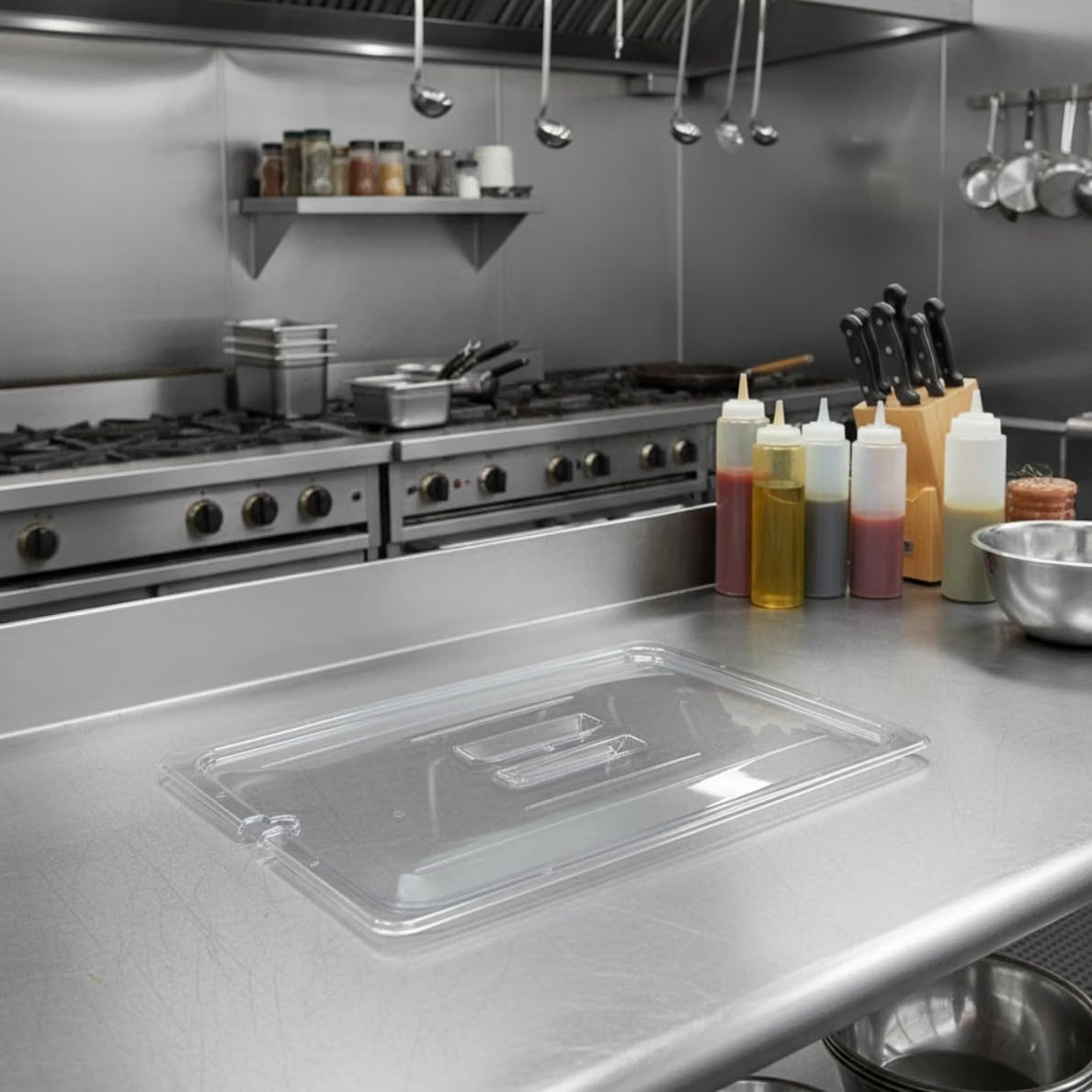 Solid Polycarbonate Food Pan Lid - Food Storage Container Cover Restaurant Commercial Hotel Pans Cover for Food Prep Fruits Vegetables Beans Corns