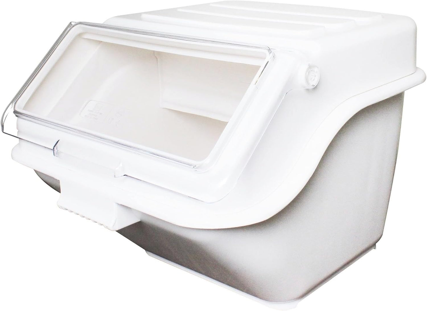 (40 Cups) Shelf Ingredient Bin White with Clear Flip Top Lid & Measuring Scoop- Stackable Plastic Kitchen Pantry Storage Bin for Dry Food Flour Sugar Kitchen Restaurant