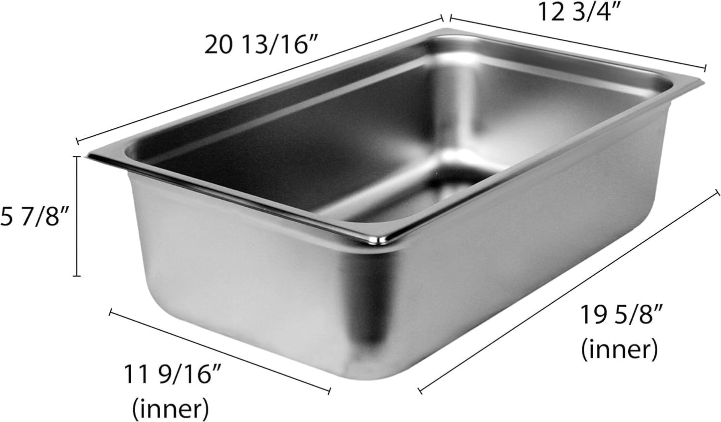 Full Size 6" Deep Stainless Steel Anti-Jamming Steam Pan 24 Gauge- Chafing Steam Table Pans Catering Food Storage Metal Pan Hotel Pan for Restaurant Events Catering Use