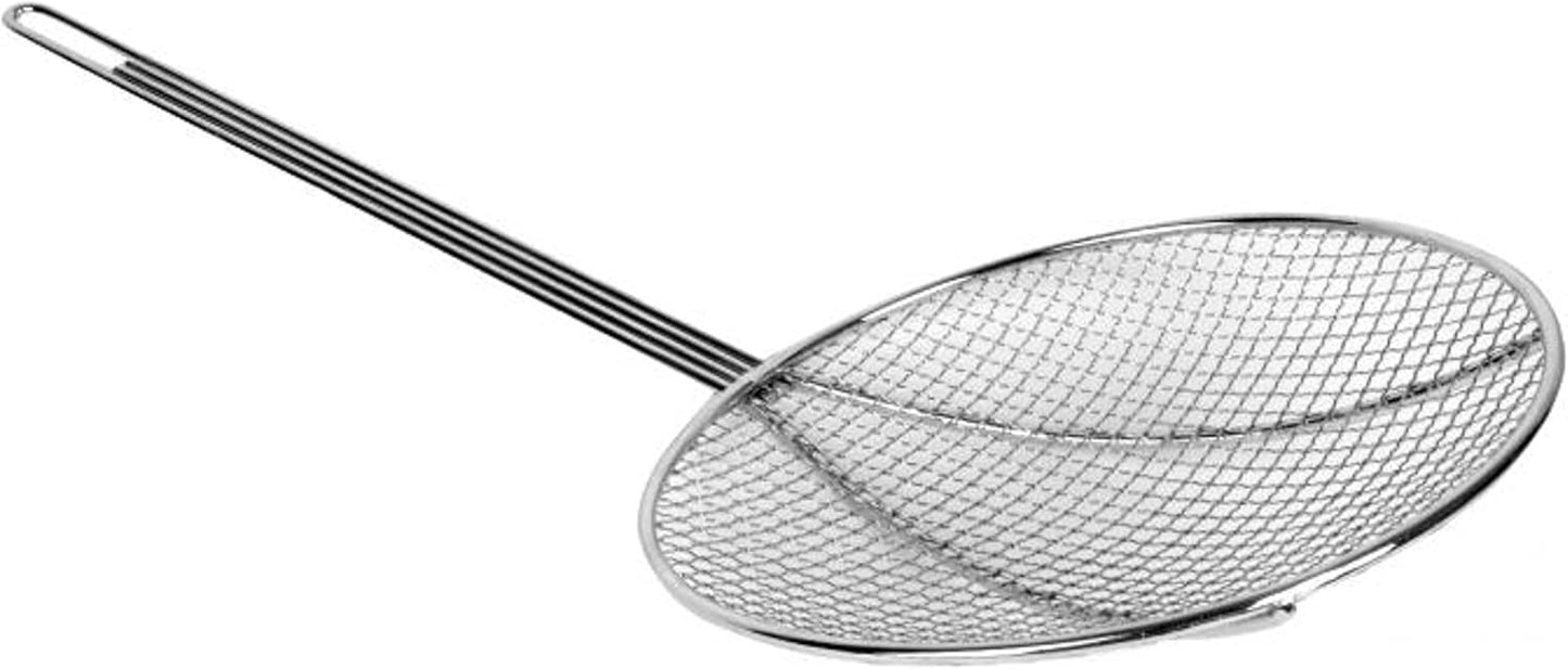 Round Wire Skimmer Nickel Plated- Mesh Strainer Skimmer Kitchen Utensil Food Strainer Skimmer Spoon for Cooking Sieve Sifters Rice Quinoa Pasta Fruits Vegetables