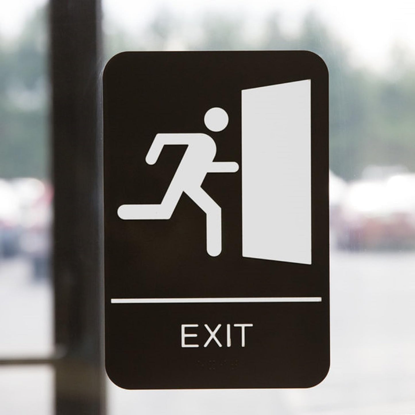 6" x 9" Exit Sign with Braille Easy Peel Self-Adhesive White on Black Color Set of 2- Waterproof Self Adhesive Store Signs Indoor/Outdoor Warning Marker Home Business Use
