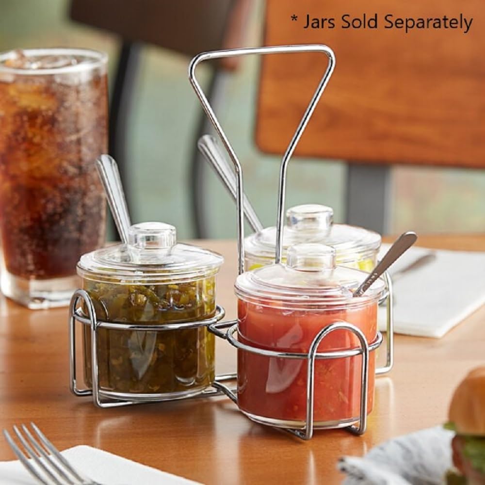 Condiment Jar Holder Iron Plated Hole Size: 3-3/8" Diameter - Condiment Rack Holder Table Caddy Tabletop Seasoning Spice Organizer for Home and Restaurant