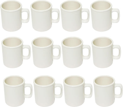 8 oz Mug Melamine Set of 12- Dishwasher Safe Break-Resistant Coffee Cup Set Reusable Plastic Cup for Latte Cappuccino Cocoa Hot Tea Mocha Home Cafe Restaurants