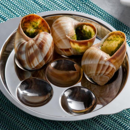 6 Compartment Holes Stainless Steel Snail/Escargot Tray Set of 2- Seafood Snail Dish Escargot Dish Server for Home Kitchen Restaurant Hotel BBQ