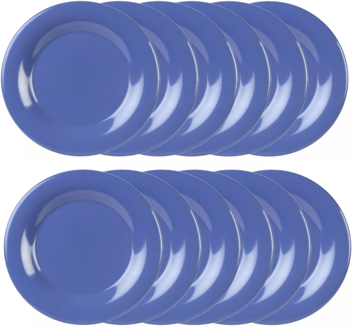 Round Dinner Plates Wide Rim Melamine Set of 12- Dishwasher Safe Reusa ...