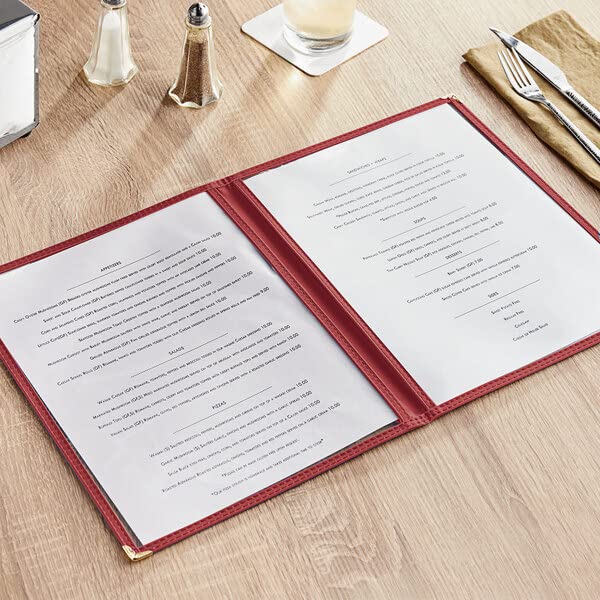 8-1/2” x 11” Double Fold Restaurant Menu Covers 2 Page 4 View Set of 10- Crystal Clear Menu Covers Fits A4 Size Paper Menu Sleeve Folder Menu Book Holders for Bar Cafe Restaurant