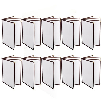 8-1/2” x 11” Four Page Book Fold Restaurant Menu Covers 4 Page 8 View Set of 10 - Crystal Clear Menu Covers Sleeve Menu Folder Menu Book Holders for Bar Cafe Restaurant
