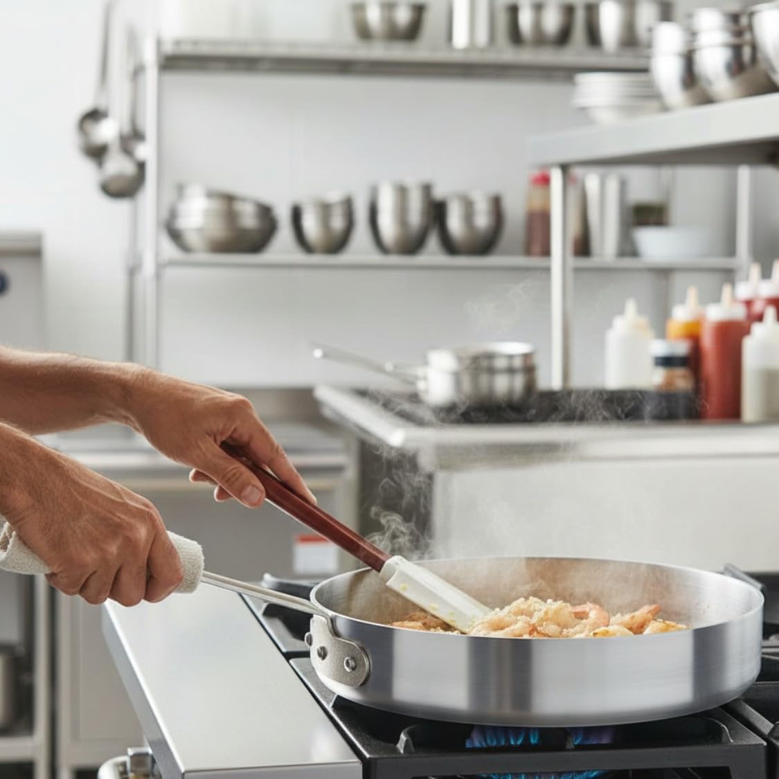Aluminum 3.5mm Thickness Sauté Pan and Aluminum Cover - Cooking Pan Chef Cooking Pan Frying Pan Skillet for Home and Restaurant Cookware NSF Certified Dishwasher Safe