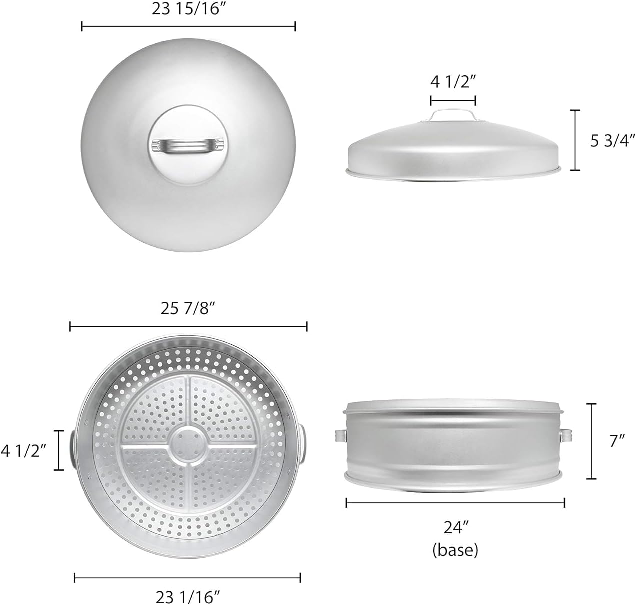 Aluminum Steamer 2 Tier without bottom Big hole size- Steamer for Cooking Steamer Pot Food Steamer Steam Pots with Lid for Cooking Vegetables Seafood Soups Stews and Pasta