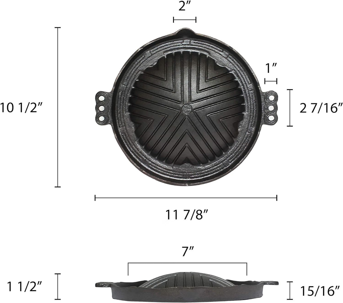 Round Cast Iron Stovetop Barbecue Plate Grill/Griddle - with Easy Grip Handles Griddle Pan for Stove Top Gas Range Grilling Pan Gets Better with Each Use