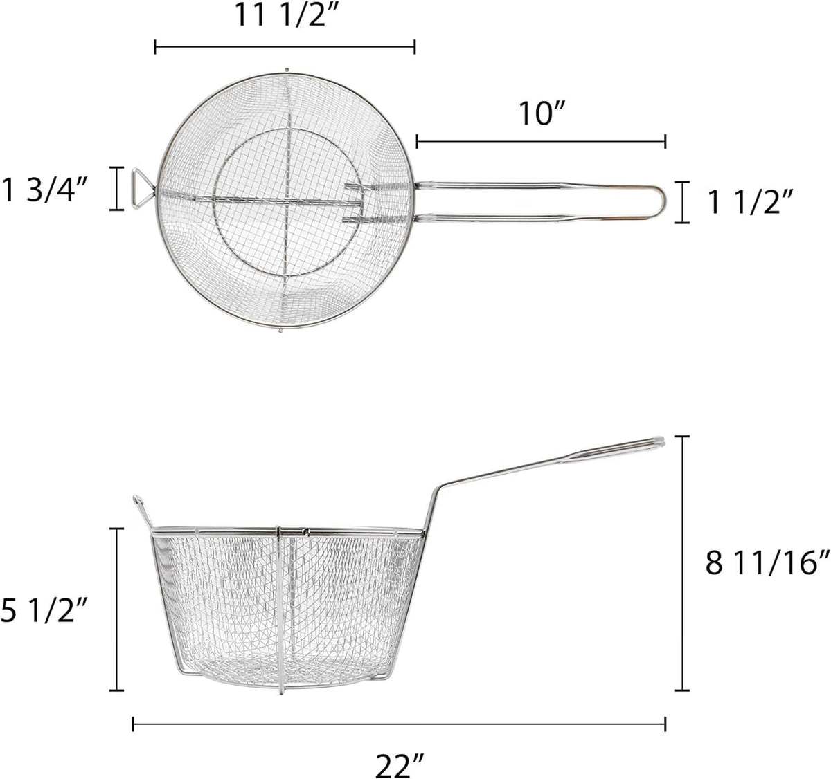 Round Fry Basket Heavy Duty Nickel Plated Iron - Deep Fry Basket Frying Multifunctional Fryer Round Food Strainer for Restaurant Kitchen Frying Chips Fish Sausages