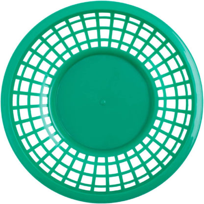 8" Round Fast Food Basket Plastic Set of 12- Fry Fast Food Reusable Foodservice Restaurant Diner Tray Plates Restaurant Supplies Deli Serving Chicken Burgers Sandwiches & Fries
