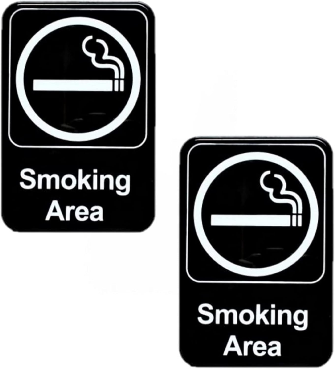 6" x 9" Smoking Area Sign with Easy Peel Self-Adhesive White on Black Color Set of 2- Waterproof Self Adhesive Store Signs Indoor/Outdoor Warning Marker Home Business Use