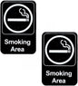 6" x 9" Smoking Area Sign with Easy Peel Self-Adhesive White on Black Color Set of 2- Waterproof Self Adhesive Store Signs Indoor/Outdoor Warning Marker Home Business Use