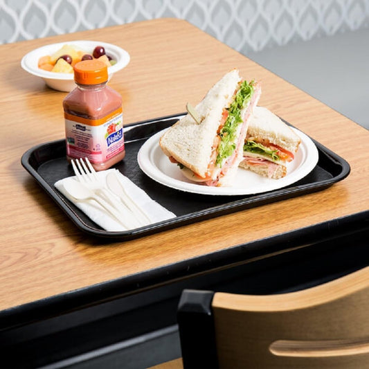 Set of 6 Plastic Fast Food Trays 10-1/2" x 13-5/8" Assorted Colors-Café Standard Cafeteria Fast Food Tray Assorted Colors