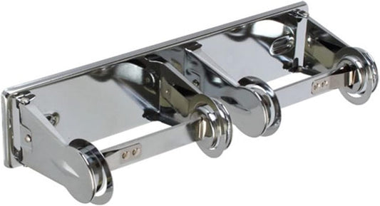 Dual Roll Locking Toilet Tissue Dispenser fits 4" Diameter Toilet Paper Roll Chrome Plated- Bathroom Toilet Paper Holder Wall Mounted Toilet Roll Holder for Bathroom Kitchen Washroom