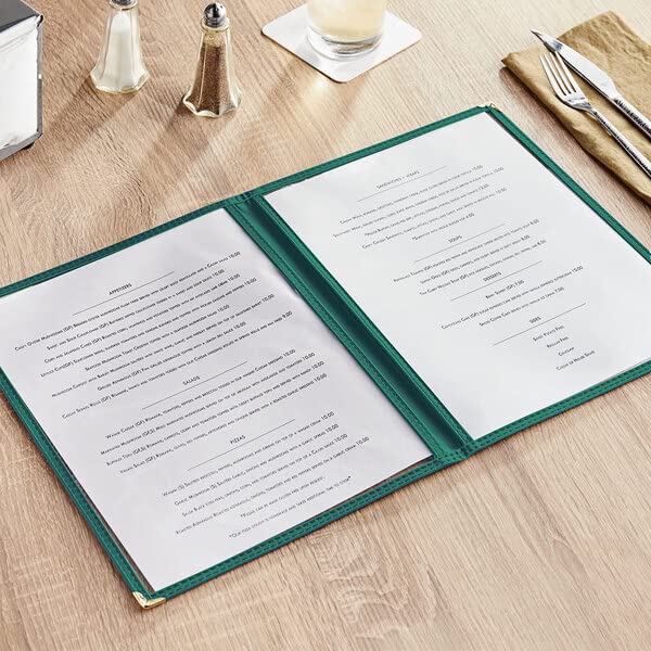8-1/2” x 11” Double Fold Restaurant Menu Covers 2 Page 4 View Set of 10- Crystal Clear Menu Covers Fits A4 Size Paper Menu Sleeve Folder Menu Book Holders for Bar Cafe Restaurant