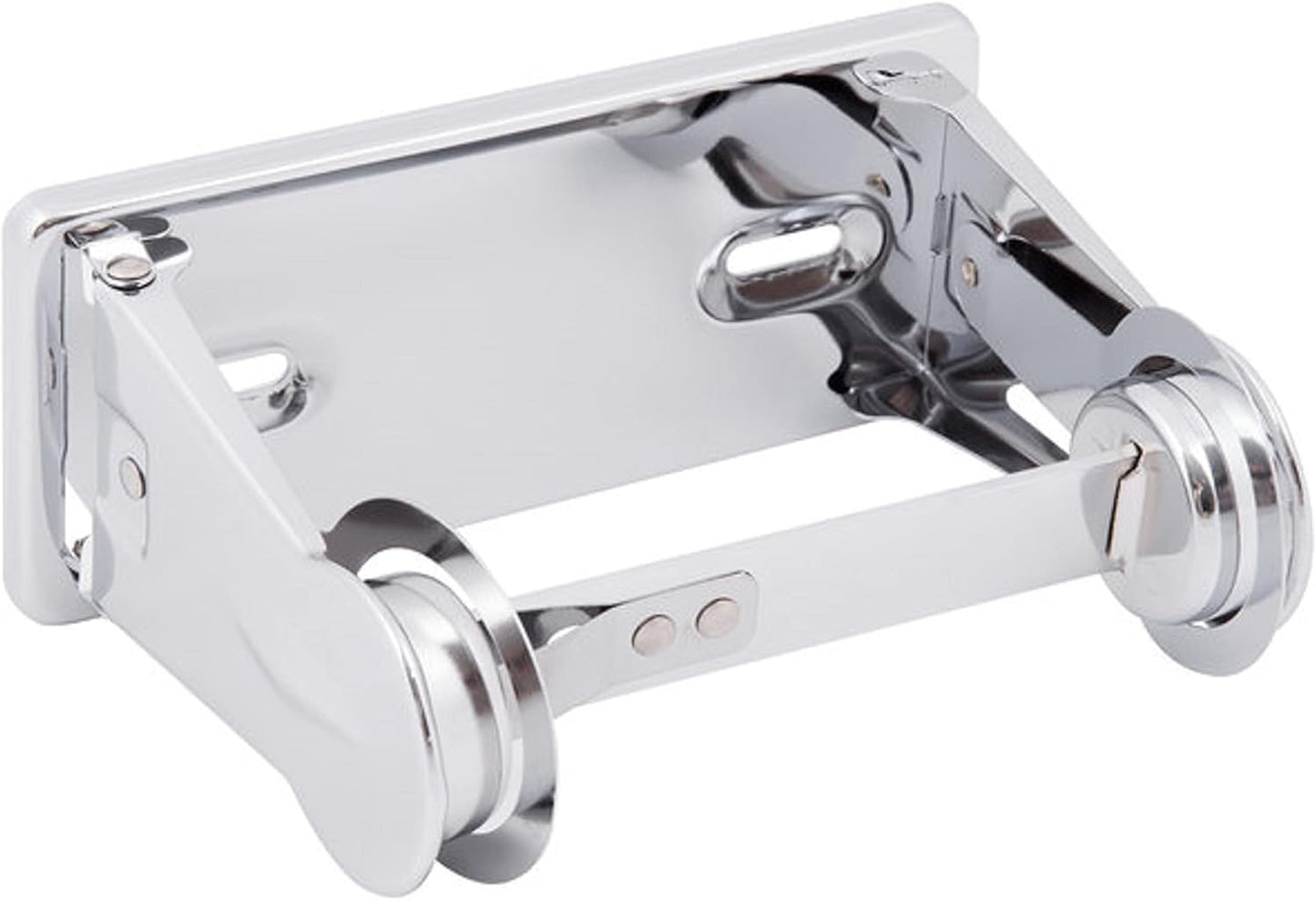 Single Roll Locking Toilet Tissue Dispenser fits 4" Diameter Toilet Paper Roll Chrome Plated- Bathroom Toilet Paper Holder for Bathroom Kitchen Washroom