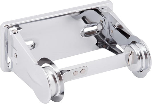 Single Roll Locking Toilet Tissue Dispenser fits 4" Diameter Toilet Paper Roll Chrome Plated- Bathroom Toilet Paper Holder for Bathroom Kitchen Washroom