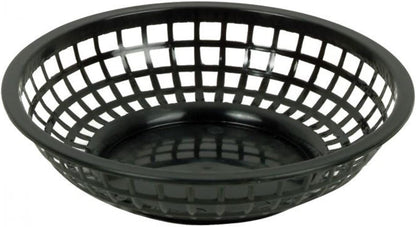 8" Round Fast Food Basket Plastic Set of 12- Fry Fast Food Reusable Foodservice Restaurant Diner Tray Plates Restaurant Supplies Deli Serving Chicken Burgers Sandwiches & Fries