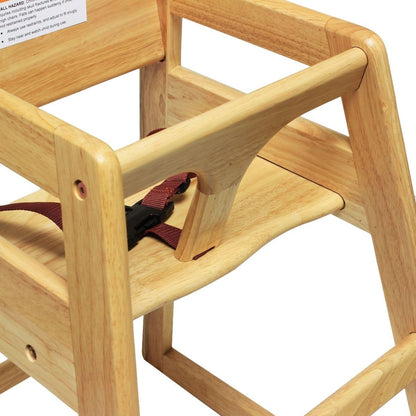 Wood Children High Chair with Safety Belt Wood Finished- Knock-Down Package Commercial Grade Children High Stool Dining Chair for Restaurant & Home Use