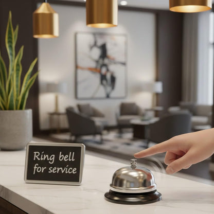 3-3/8" x 2-1/4" Call Bell One Touch Button Chrome Plated- Ringing Call Bell Service Bell for Kitchen Restaurant Bar Classic Concierge Hotel Reception Areas Warehouses