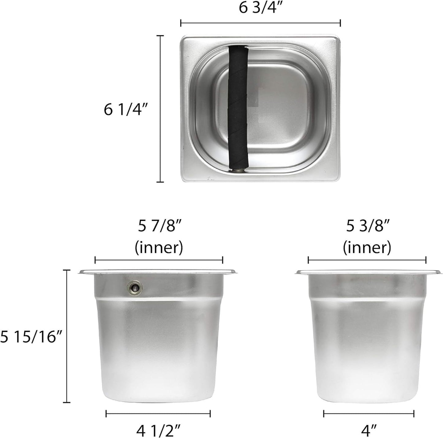 Deep Commercial Grade Stainless Steel Coffee Knock Box with Rubber Knock Bar 0.6mm Thickness- Durable Barista Espresso Knock Box Perfect for Restaurant Cafes Home